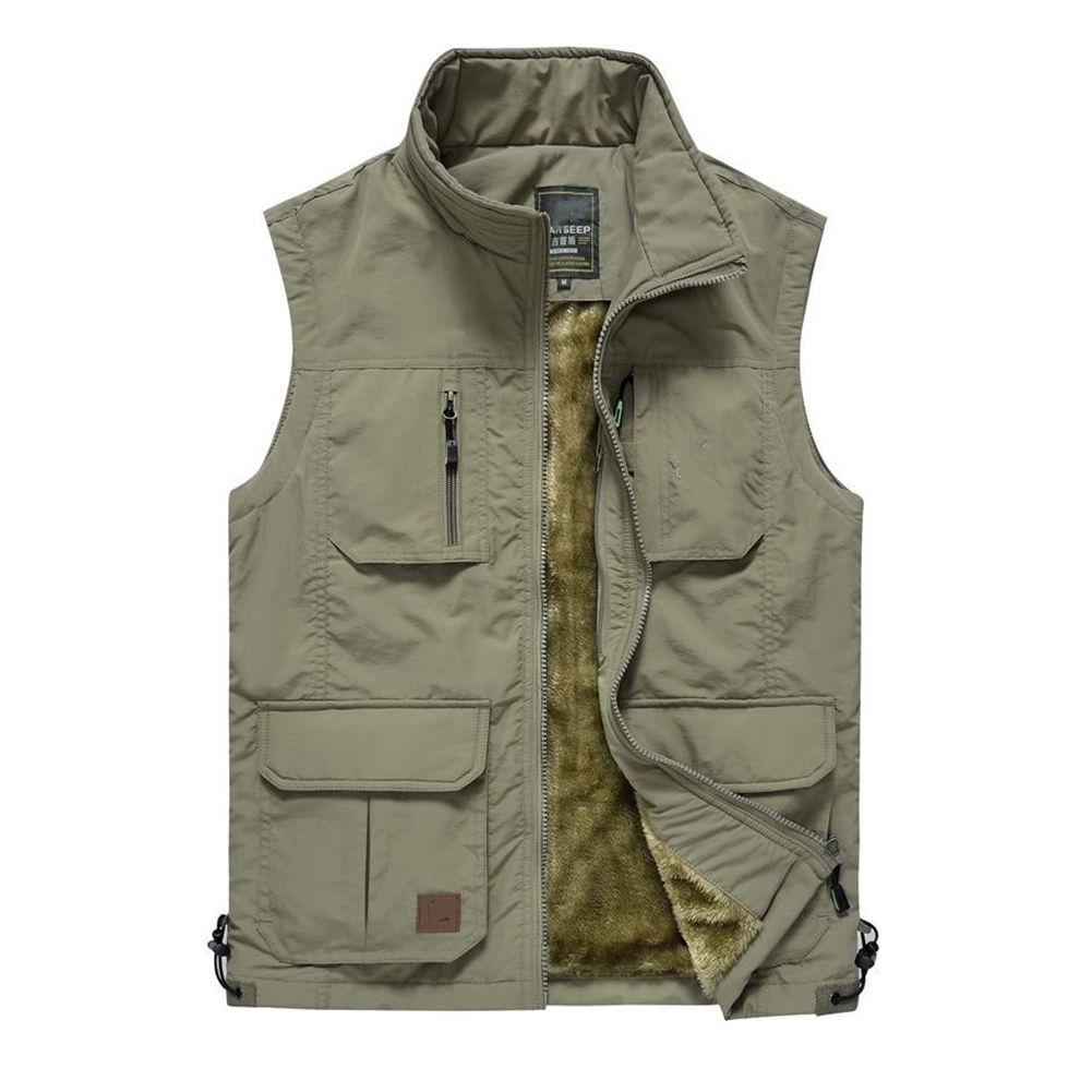 Men Women hickening Warm Fleece Multi-pocket Outdoor Vest graphy Hiking Fishing