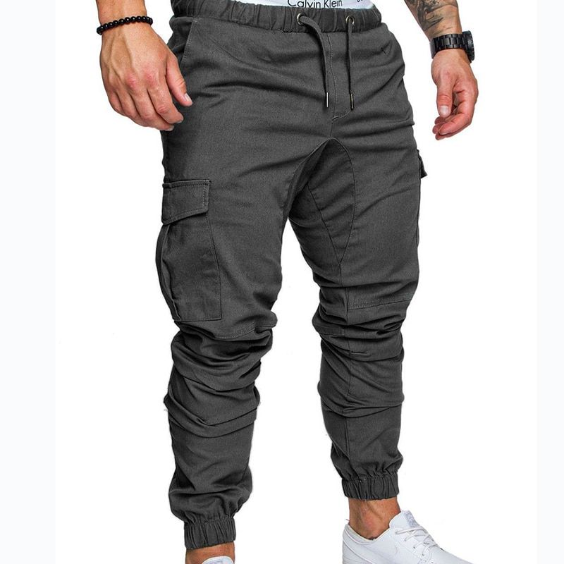 Covrlge Spring New Men's Solid Color Casual Tether Elastic Sports Trousers Youth FashionTrousers MKX040
