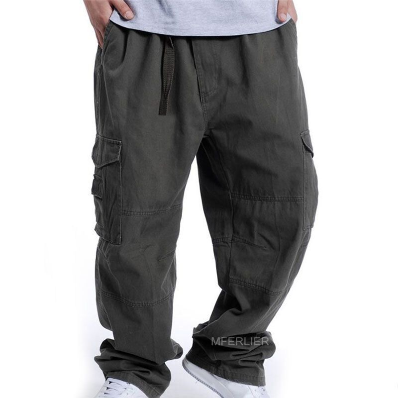 Autumn spring Plus size trousers men 5XL 6XL 7XL 8XL waist 130cm cotton men cargo pants