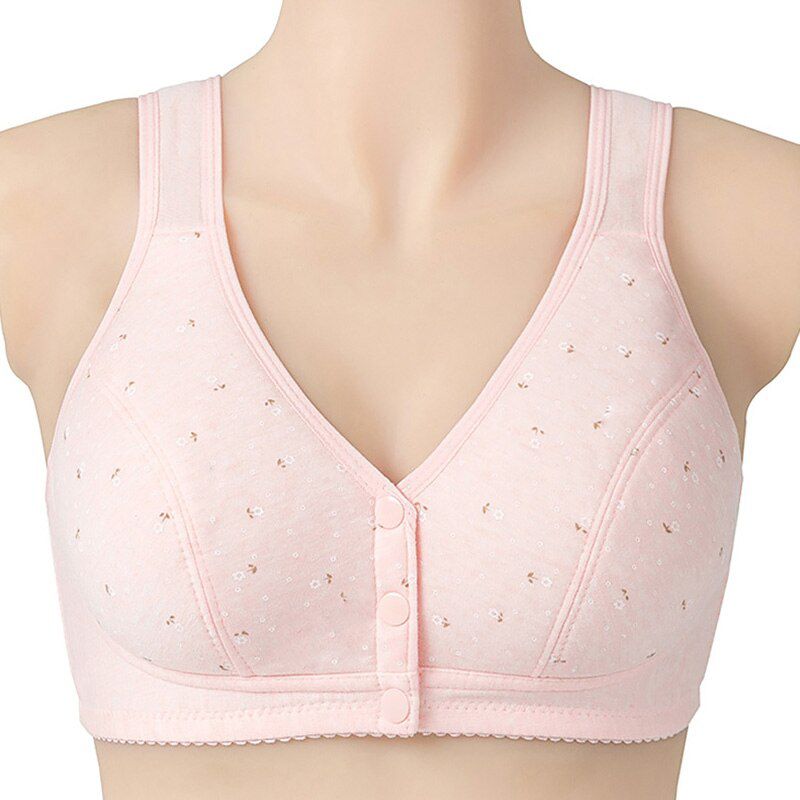 Underwear Gather Bras For Women  Seamless Bra Printed Flower Front Buckle Push Up Bra Female Lingerie Bralette Intimates