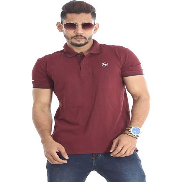 Maroon Cotton Polo Shirt For men