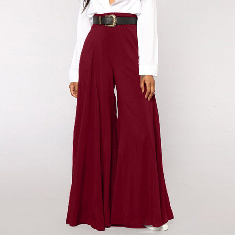 Vintage High Waist Wide Leg Pants Women Flare Trousers Fashion Solid Long Pantalon Autumn Retro Palazzo Pants