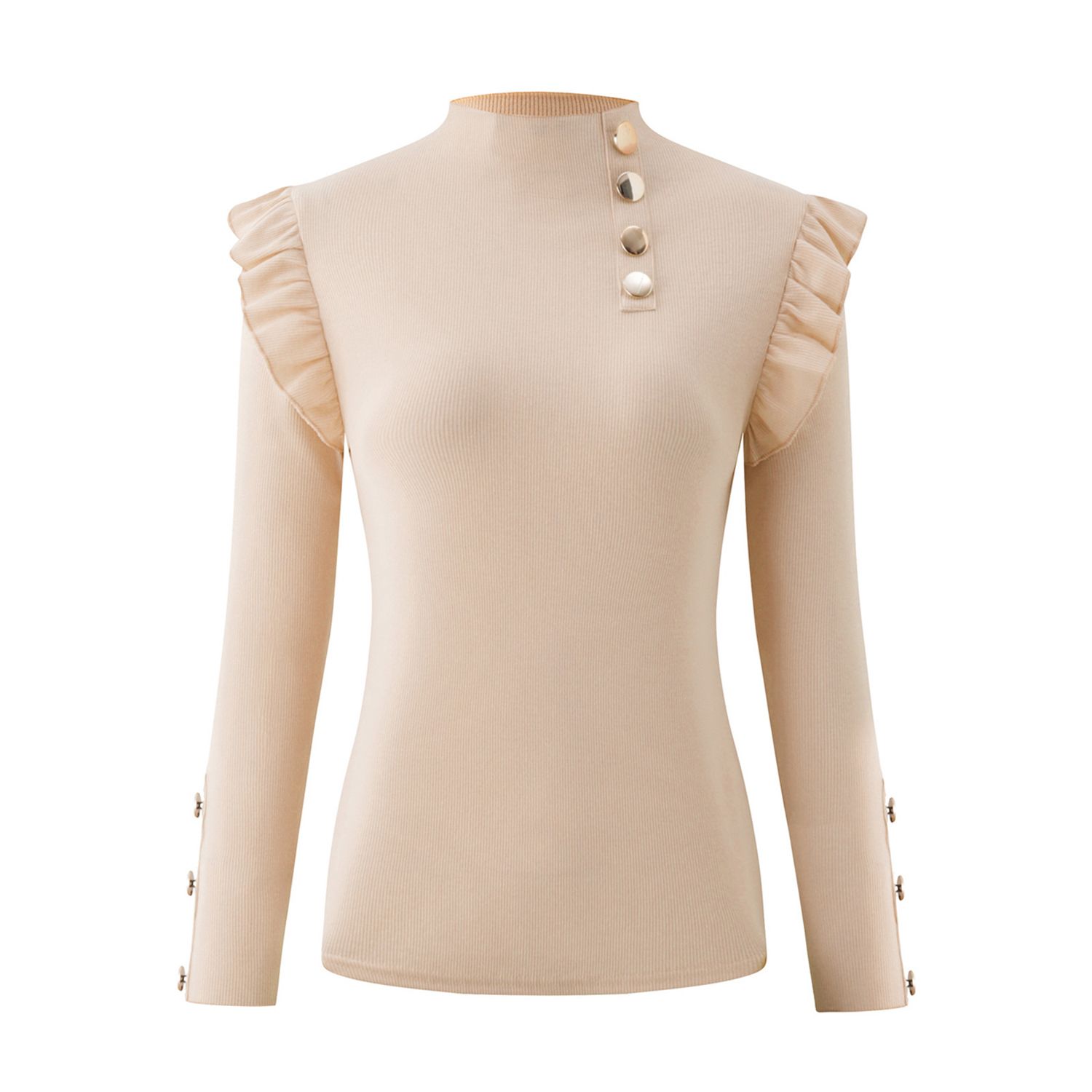 Women Pullover Round Neck Slim-fitting Crew Neck Shirt Pullover