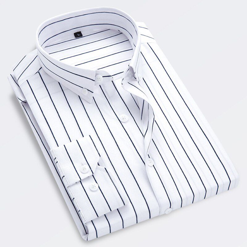 Noble striped men’s shirts, men’s business shirts, long-sleeved men’s Korean striped shirts, long-sleeved slim-fitting  han