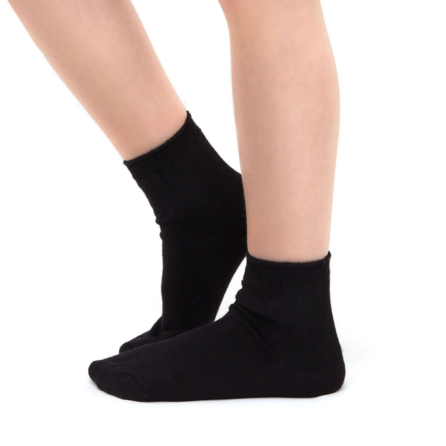 Black Cotton School Ankle Socks for Children