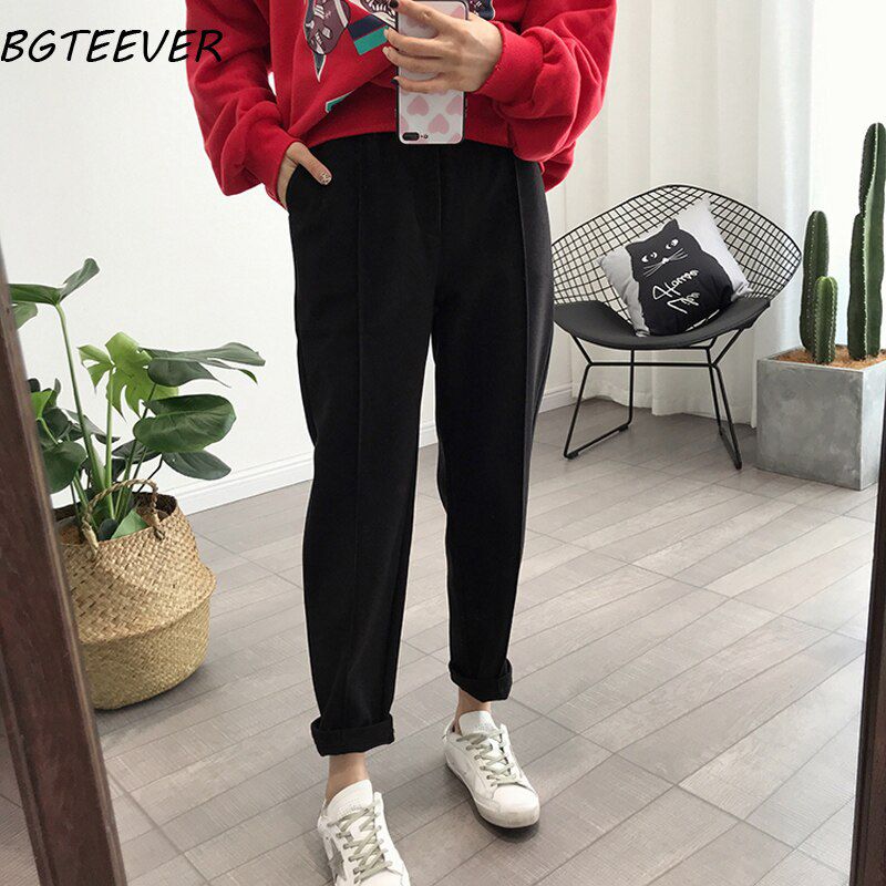 Winter en Women Pencil Pants Wool Pants Female Autumn High Waist Loose Trousers Capris Soft Good Fabric