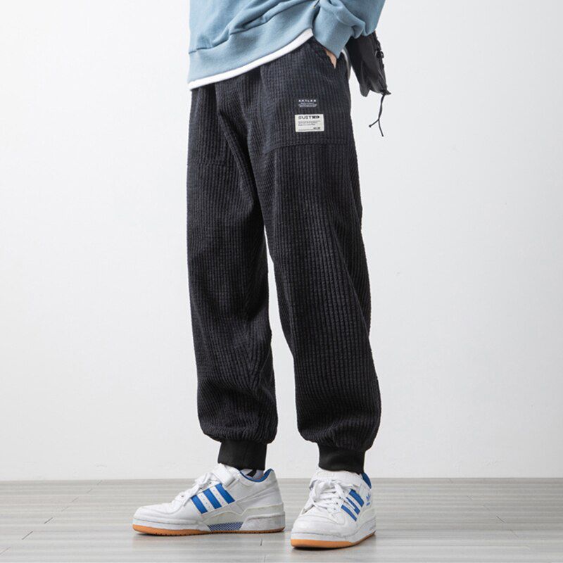 New Spring Fashion Ankle-Length Corduroy Baggy Pants Men Joggers Hip Hop Casual Harem Pants Streetwear Trousers