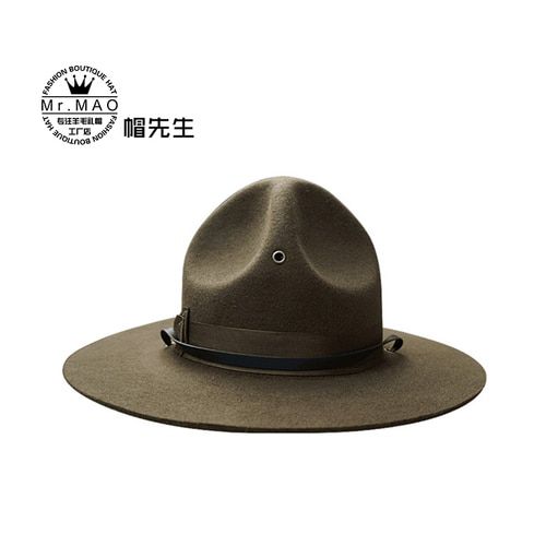 X047 U.S. Marine Corps  Wool Fedora Hats Adjustable Size Woolen Army Green Hats Fedora Hat Men Fashion Womens Church Hats