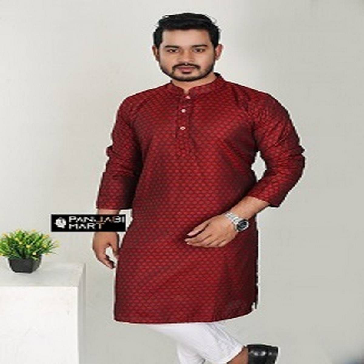 Stylish Menz Comfortable Maroon Panjabi - Panjabi - Panjabi For Men