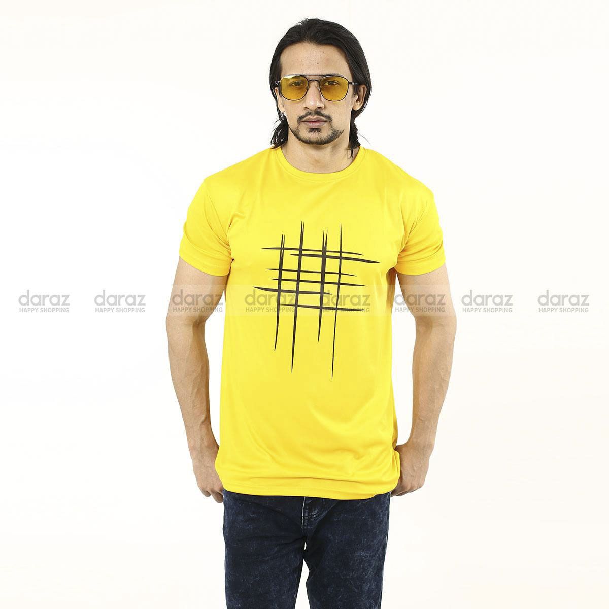 Trendy Half Sleeve T-Shirt For Men-Yellow