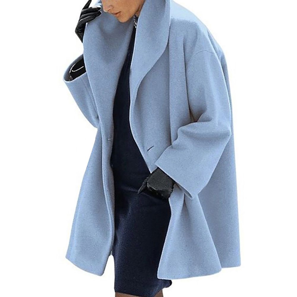 Women Autumn Winter Shawl Collar Buttons Hooded Jacket Long Coat Outerwear