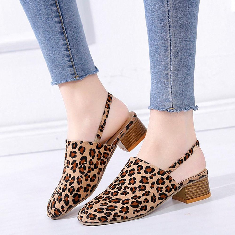 Lowest Price Boat Shoes Loafers For Women Round Toe Shoes Shallow Square Heels Elastic Band Casual Single Shoes
