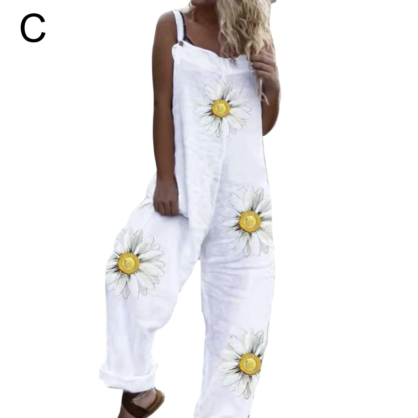 Loose Jumpsuit Button Design Butterflies Print Summer Jumpsuit