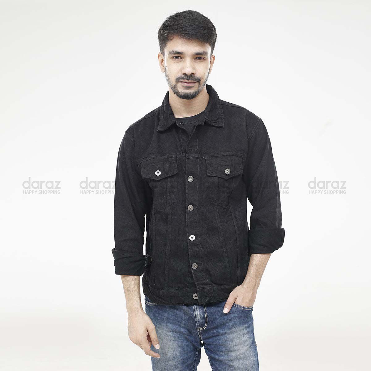 Black Fashionable Denim Jacket For Men