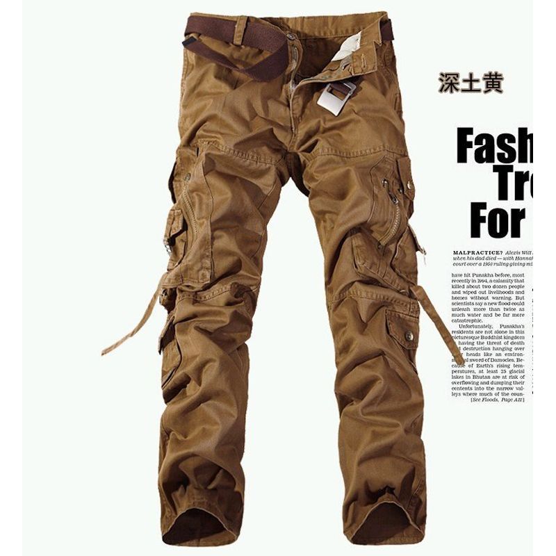 uniform pants men Multi-pocket washed overalls men loose cotton pants men  cargo pants for men,large size 28-42