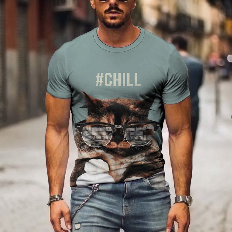 Fashion 3D Printed Men's T-Shirt Summer 3D Owl T-Shirt Casual Short Sleeve O-Neck Top Oversized T-Shirts Men Clothing Tees