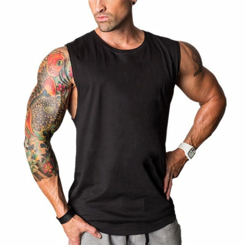 Plain Bodybuilding Stringer TaTops Men Workout Hooded Shirt Fitness TaTop Men Gym Clothing Cotton Vest Hoodies