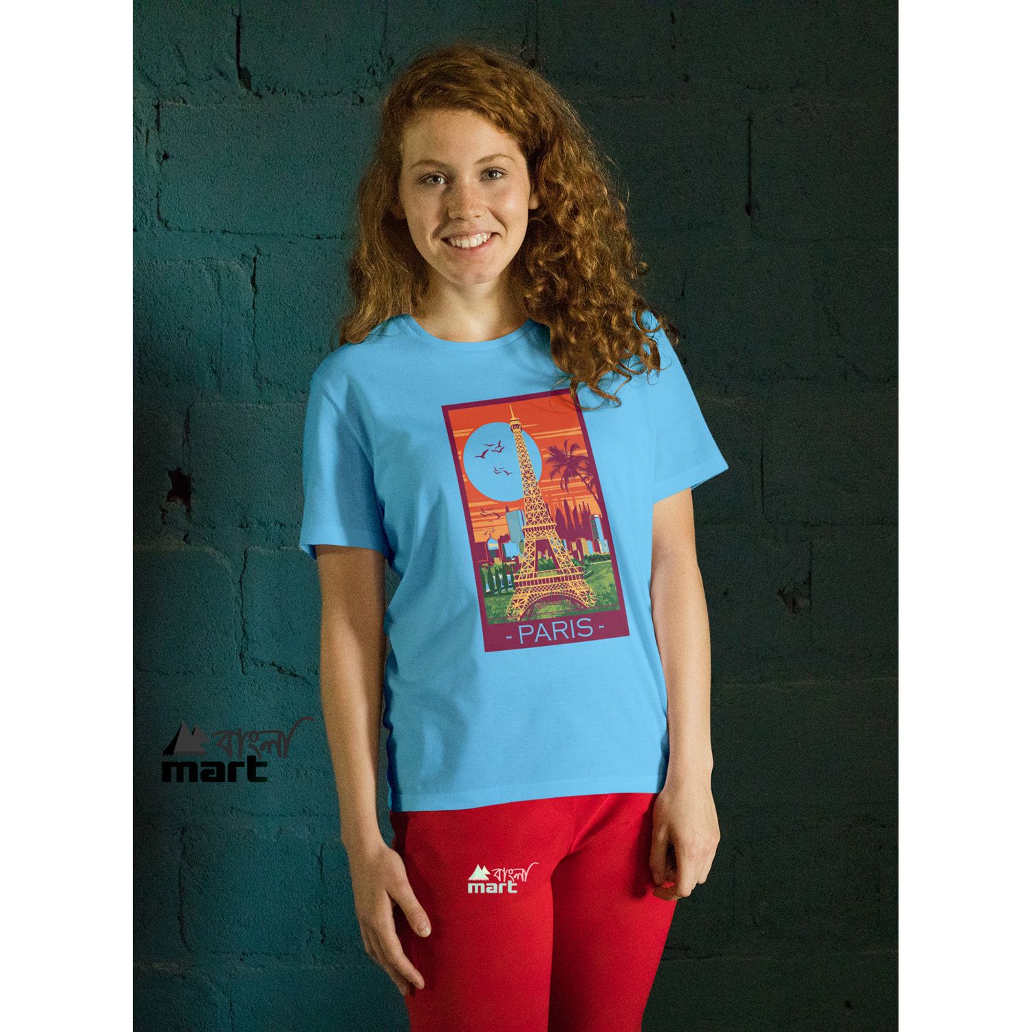 Womens Round Neck Tshirt With New Paris Tower - Tshirt