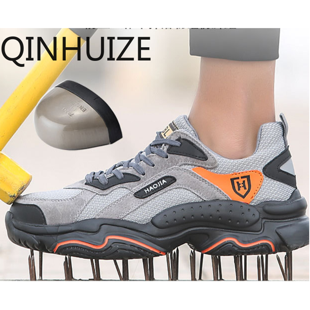 Spring new safety shoes steel toe cap anti-smash anti-stab work shoes light wear-resistant casual hiking shoes outdoor lightweight work safety boots men