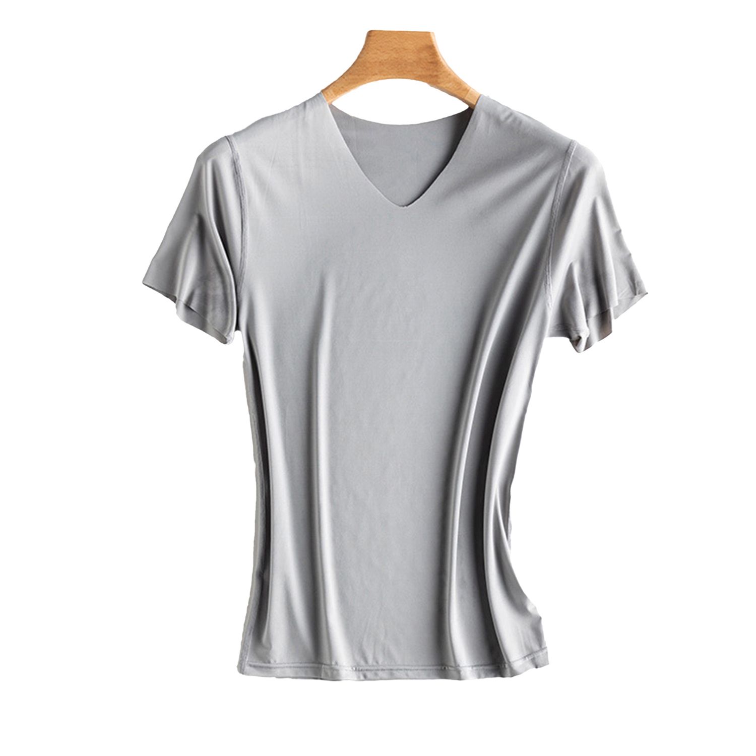 Sunnyheart Men Short T-shirt Fine Stitching Polyester Men Summer Fitness T-shirt