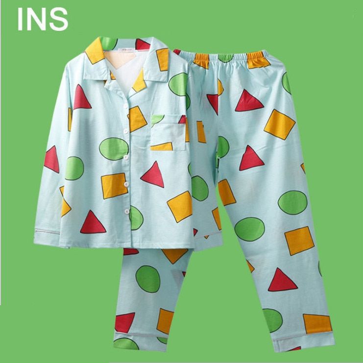 Summer Autumn pajamas  Jnese Pyjamas Sleepwear Cotton  Women Pijamas Short Sleeve Homewear Anime Nightgown Party