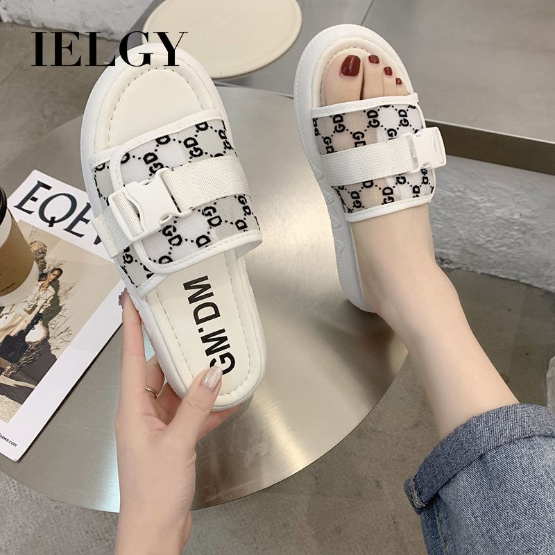 IELGY fashion slippers female net infrared wear popular women's shoes summer Korean version of Dongdaemun thick-soled sponge cake sandals