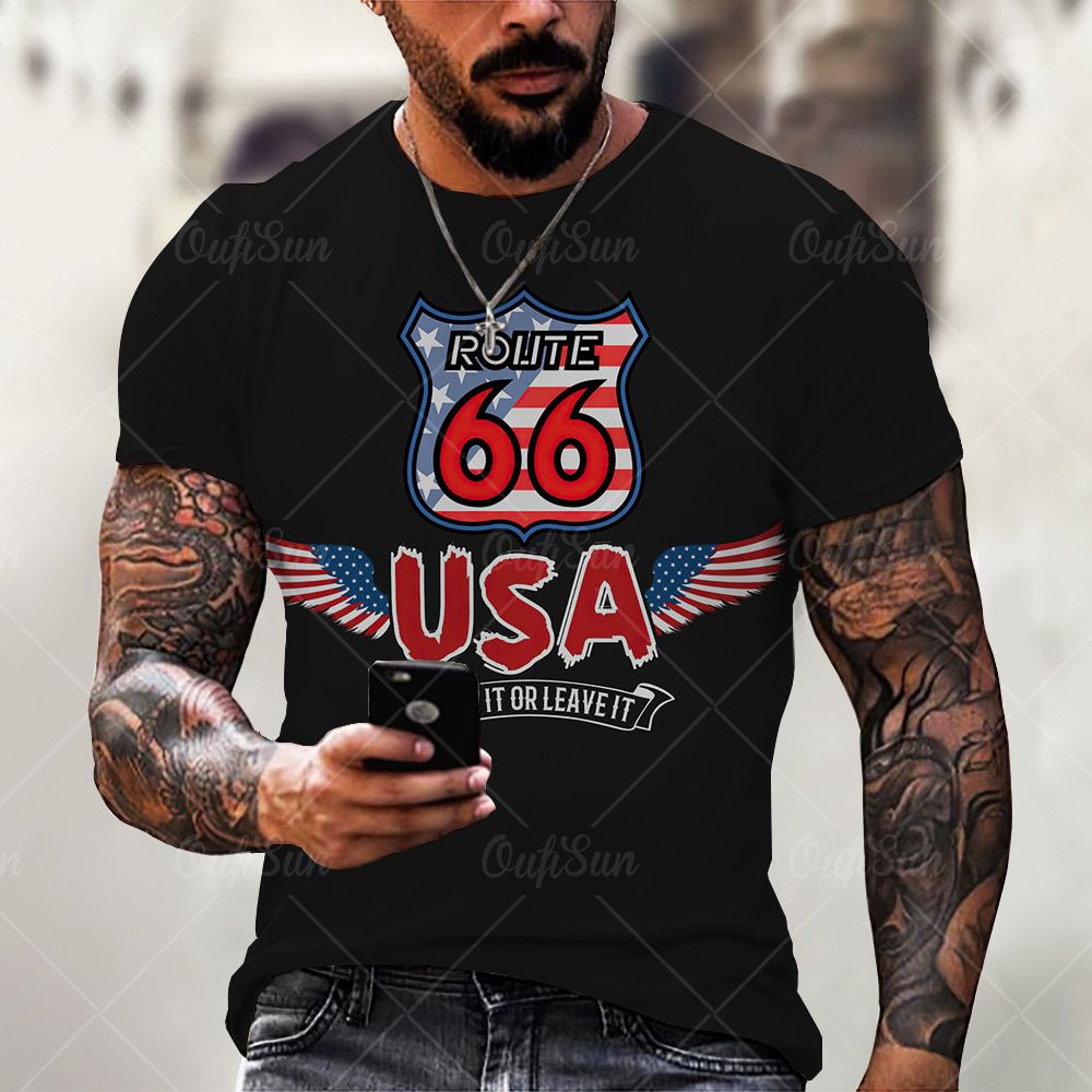 Summer New Mens T Shirts Oversized Loose Clothes Vintage Short Sleeve Fashion 66 Letters Printed O Collared Tshirts For Men