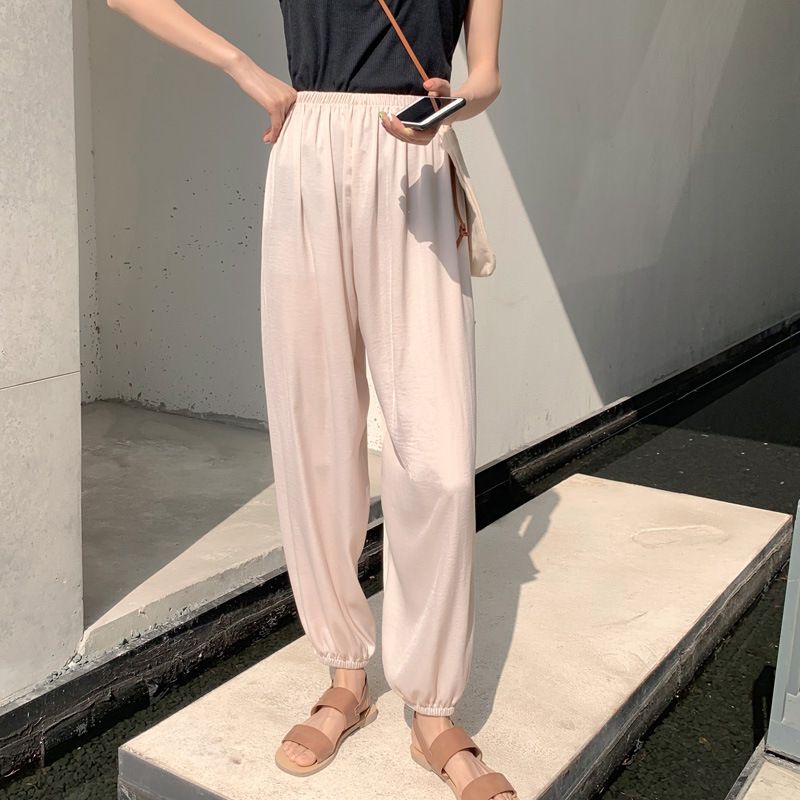 Yfashion Women's Casual Pants Floral High-waist Loose hin All-match Casual Straight Cropped ffn Pants color