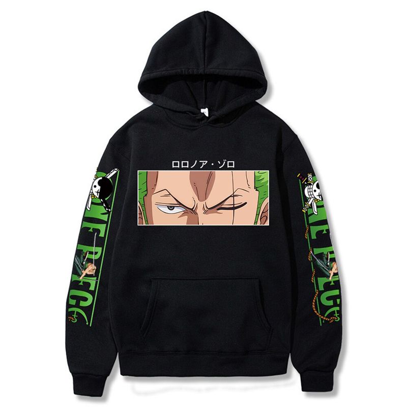 Roronoa Zoro Hoodie Men Women Pockets Streetwear Anime One Piece Harajuku