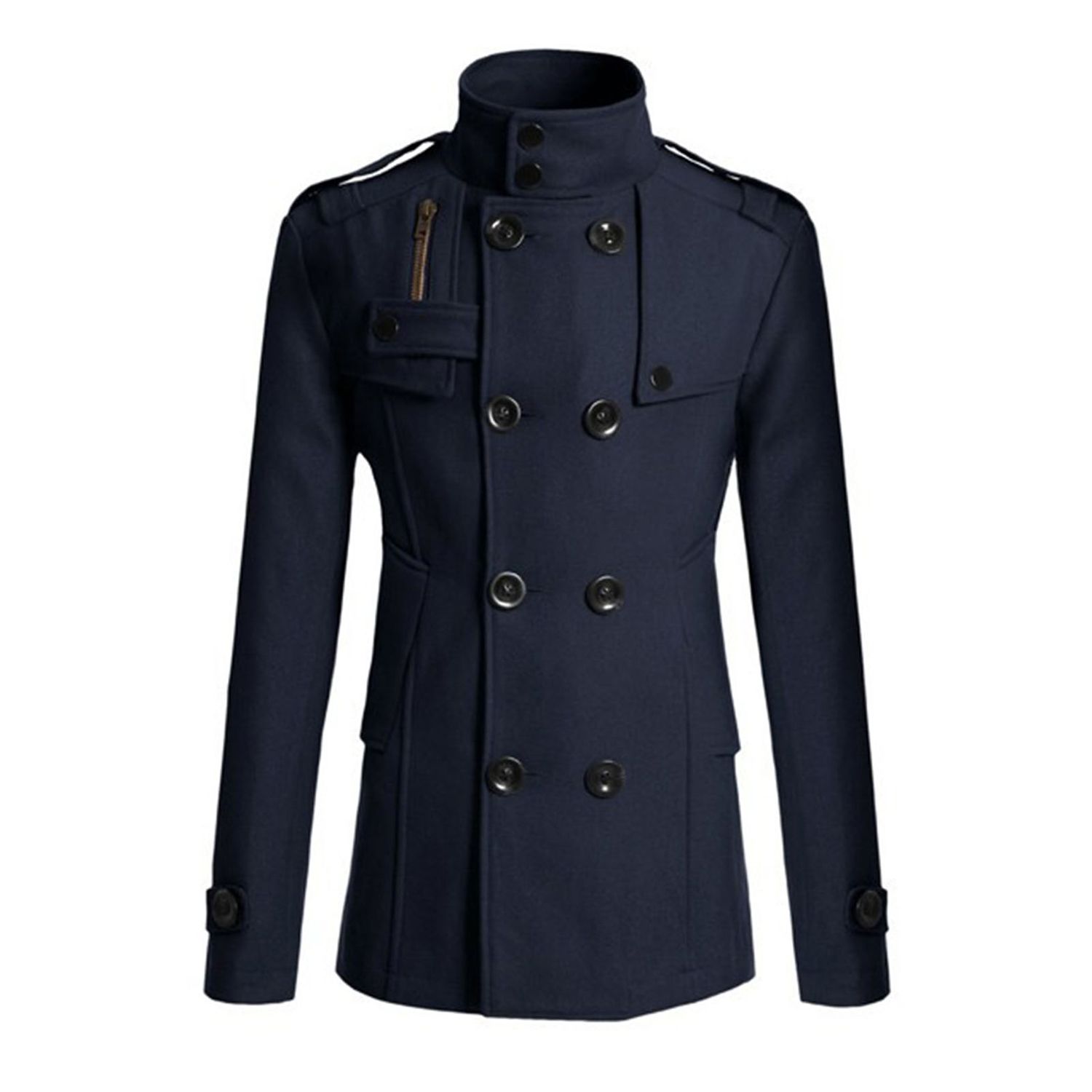 Men t Solid Color Stand Collar Fall t