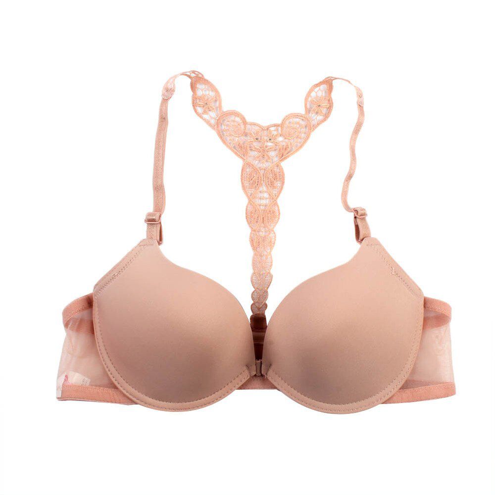 Women Bra Front Closure  Lace Y line Smooth Surface Push Up Underwear Lingerie Sujetador