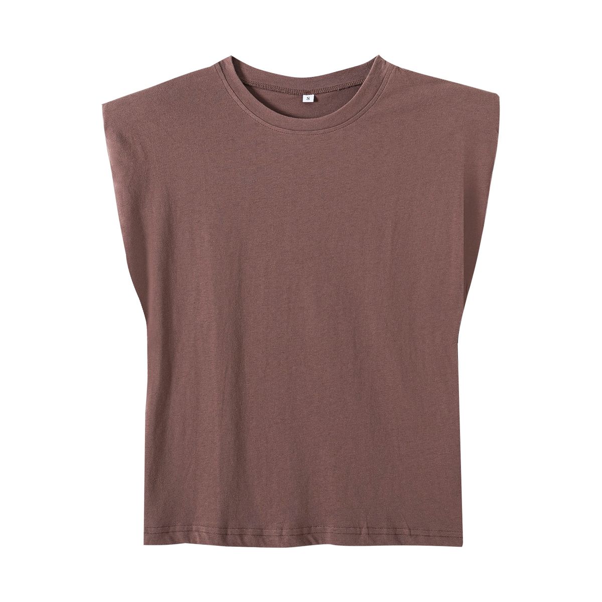 New Women fashion solid color shoulder pad casual T-shirts female basic o neck sleeveless knitted T shirt chic leisure tops T678