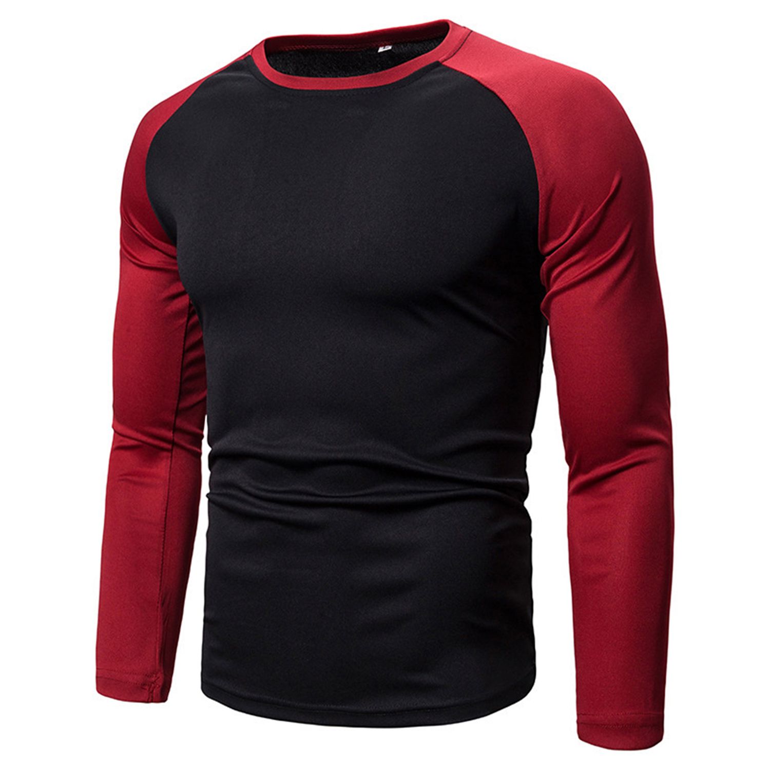 Men Pullover Color Block Raglan Sleeve Splicing Stitching T-shirt