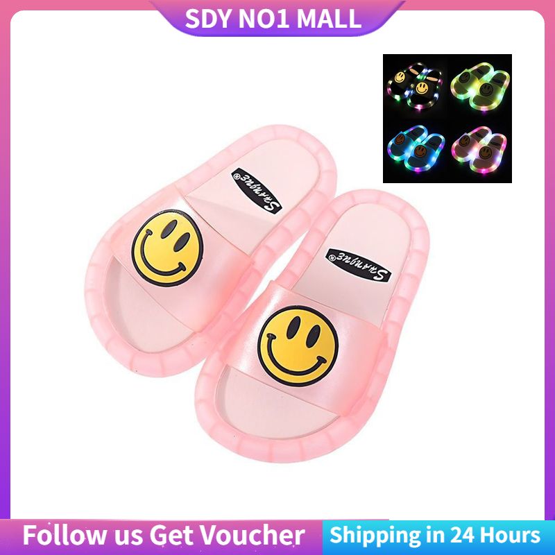 [Ready Stock] Children LED Light Sandals Baby Lightning Luminous Sandals Summer Beach Shoes Non-slip Walking Slippers