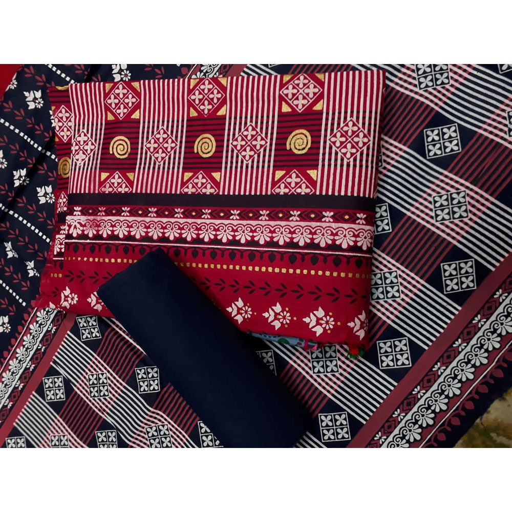 Skin Print Cotton Three Piece For Women Collection Shwalwar Kameez 3 Piece