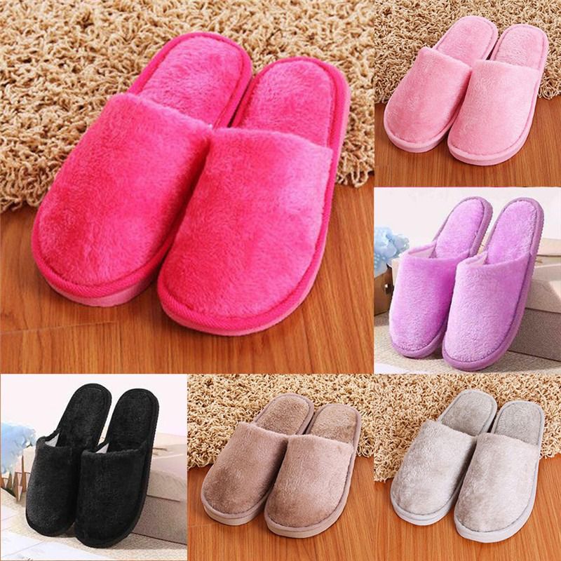 1 pair Long Plush Cotton Slippers Home Indoor Shoes Winter Slippers Family Cute Soft Slippers