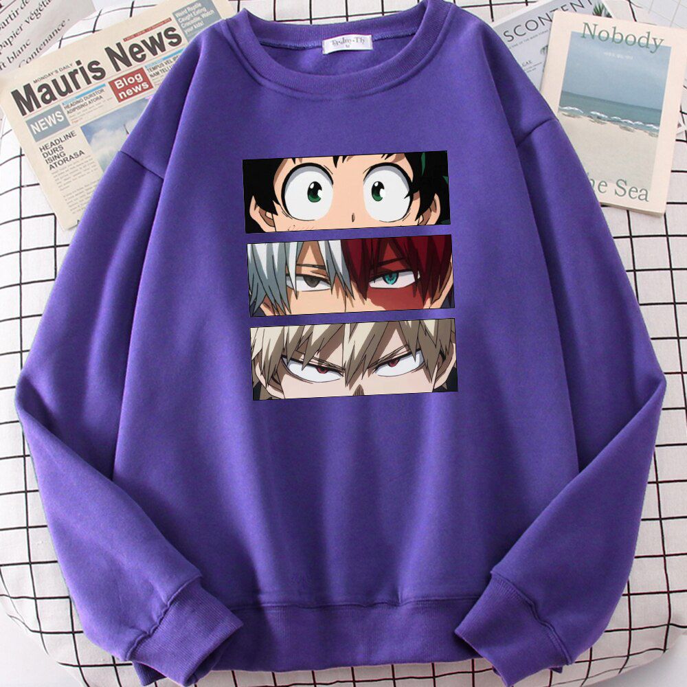 My Hero Academia Anime Prints Hoodies Men Simplicity Fashion Streetwear Crewneck Pullover Casual Wear Loose Warm Men's Clothes