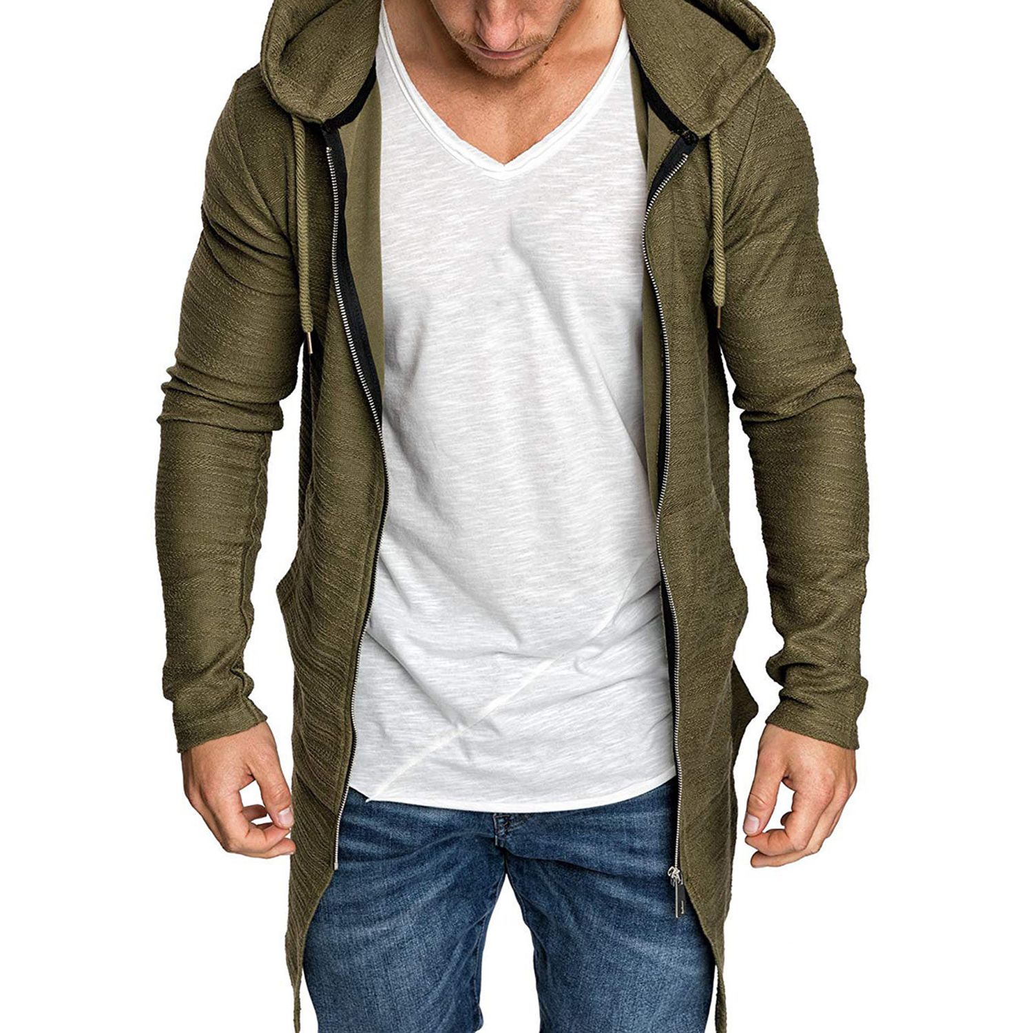 Hoodie Cardigan Breathable Wear Resistant Male Longline Cardigan