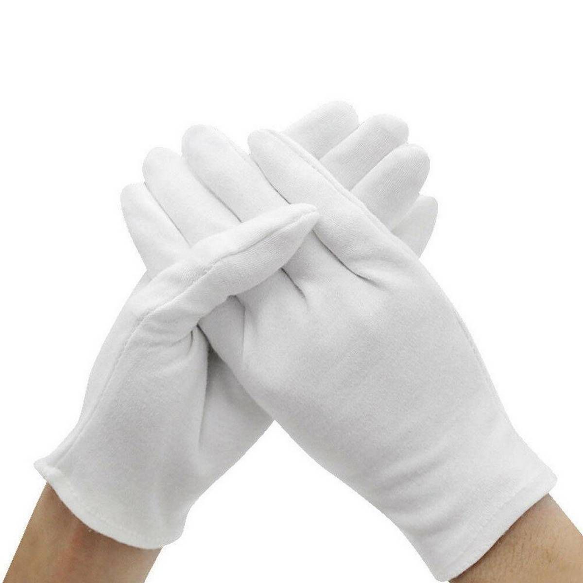 6 Pairs Handling Work Hands Protector Soft Costume Cotton White Gloves