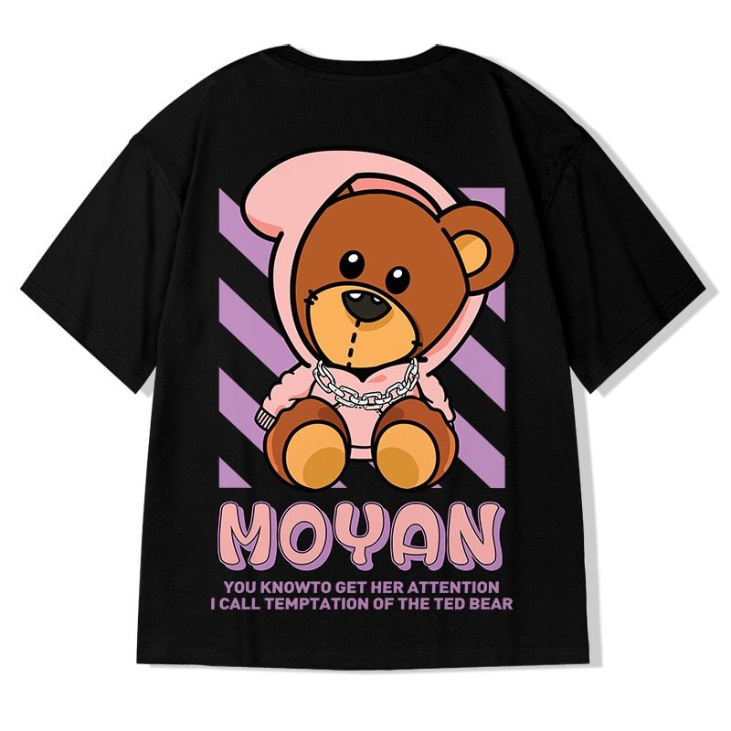 Abfer Harajuku T Shirt Aesthetic Gothic PuCartoon Bear Graphic T Shirts Men Summer Hop Oversized Tshirts Street Tops Tee