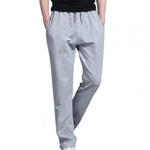 Men's M-5XL Pants Solid Color Straight Casual Loose Drawstring Sports Trousers for Home