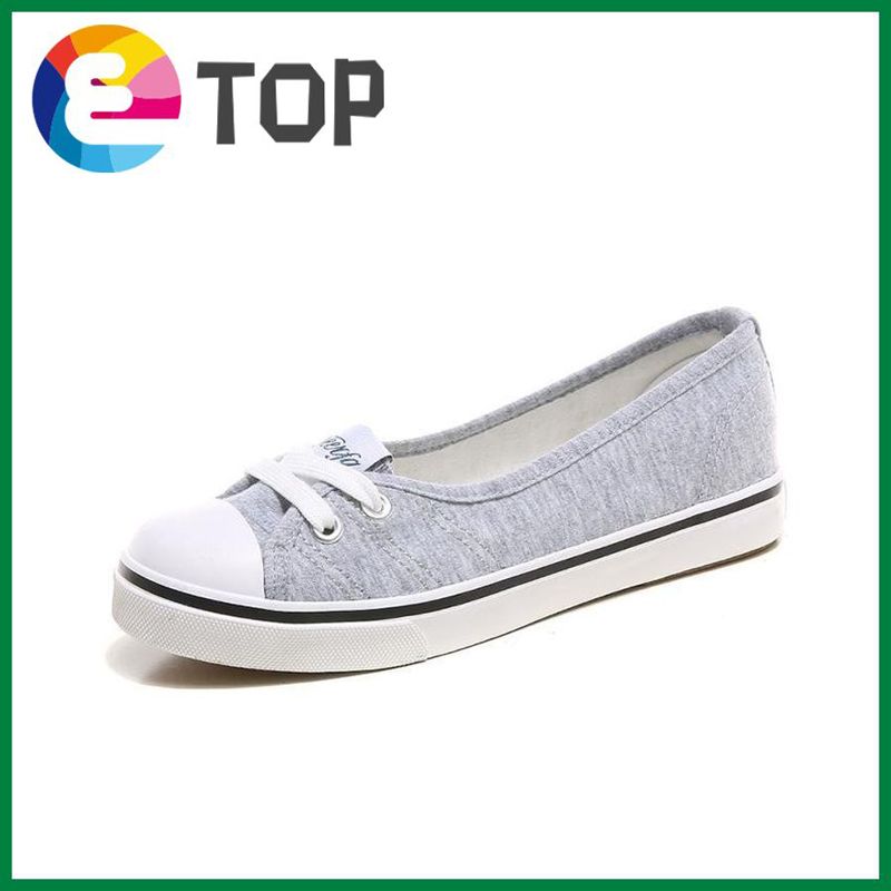 Home Women Low Top Casual Flat Shoes Slip On Boat Canvas Loafers Sneakers (Grey) - intl