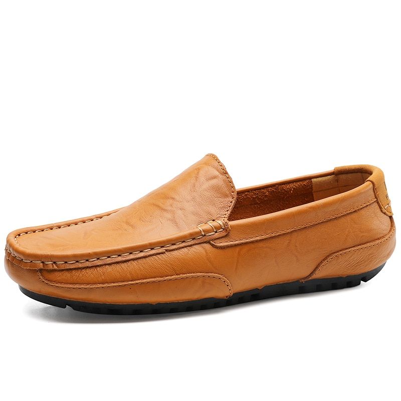 Leather Men Casual Shoes Italian Men Loafers Moccasins Breathable Slip on Black Driving Shoes Plus Size 37-47