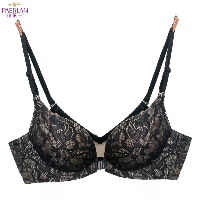 Wireless front button female bra one piece seamless push up to collect the furu lace underwear