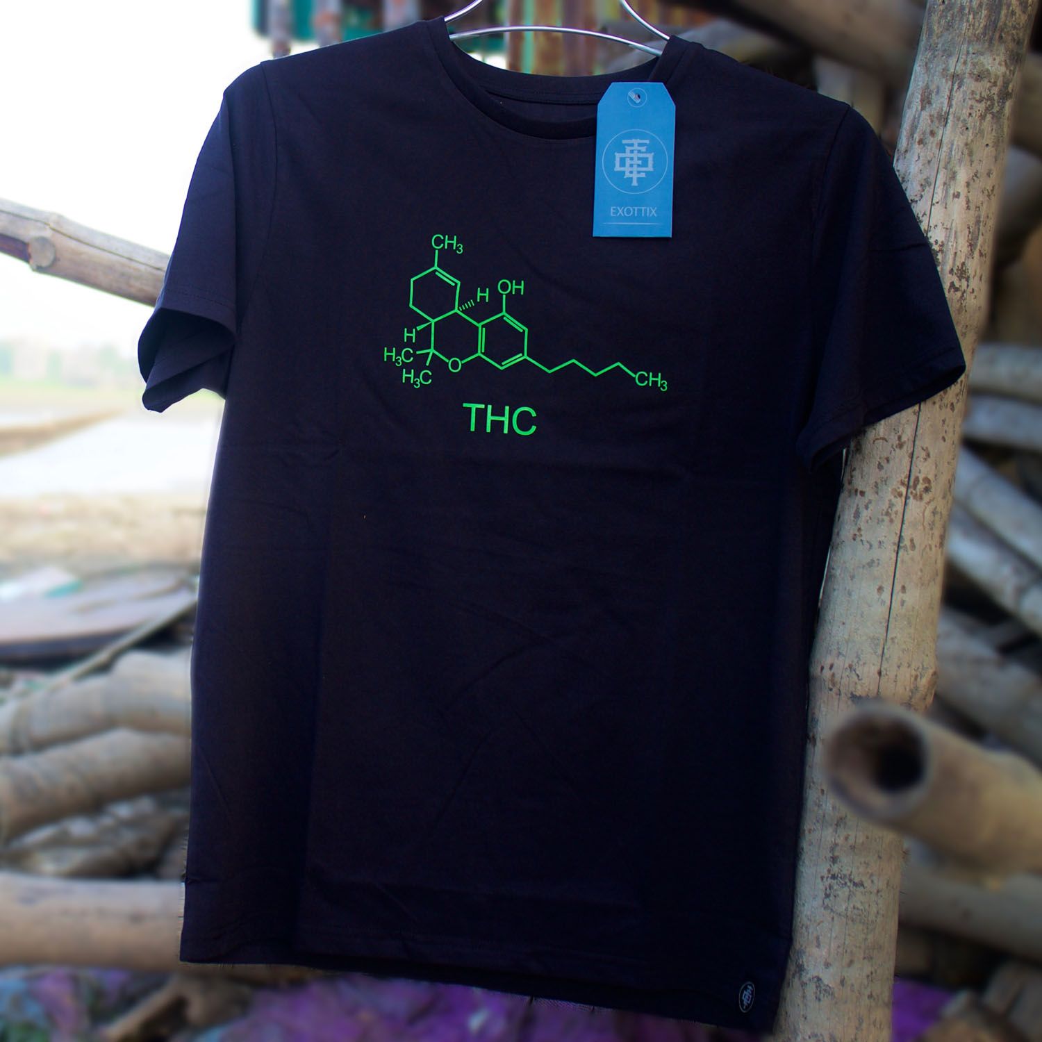 Premium EXOTTiX Mens Crew Neck T-Shirt (THC Edition) BLACK