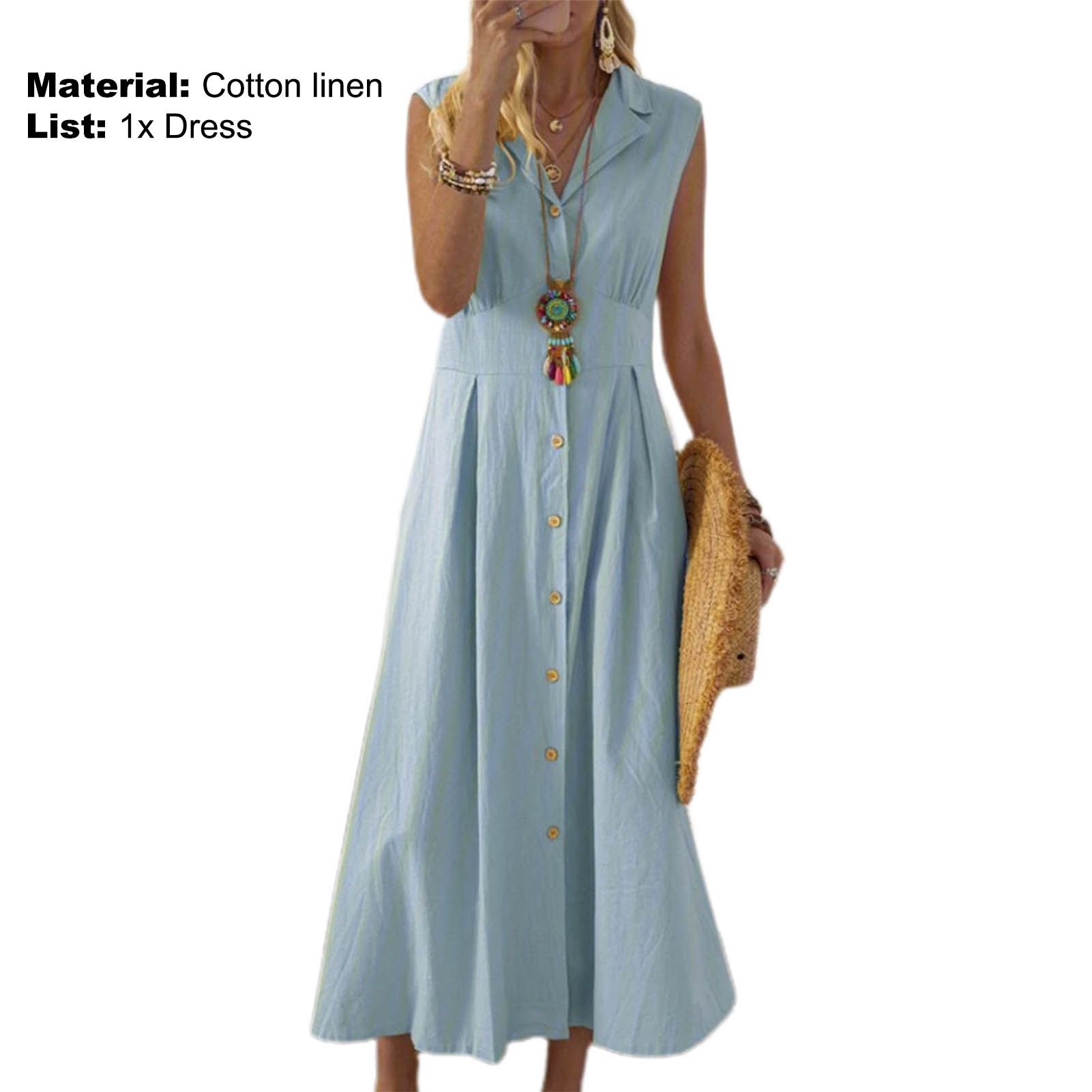 Dress Solid Color d Waist Summer Dress