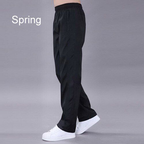 Plus Size Men's Casual Pants Men Spring/Autumn Pants Mens Breathable Quick Dry Trousers Male Loose Black Pants AM411