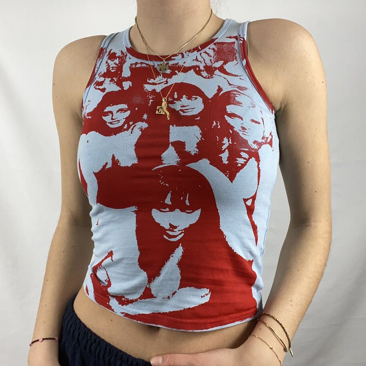 Gothic Tank Harajuku Camisole Women Top Aesthetic Sleeveless Cropped Tee Punk Style Vintage Printed Mini Vest