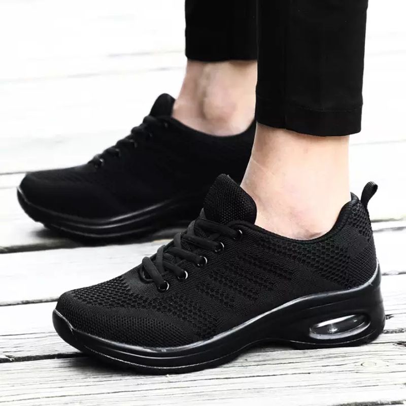 High quality korean Fashion Shoes for women running Sport white black rubber shoes for ladies hiking casual loafers high cut doll Flat Shoes jogging sneakers for women