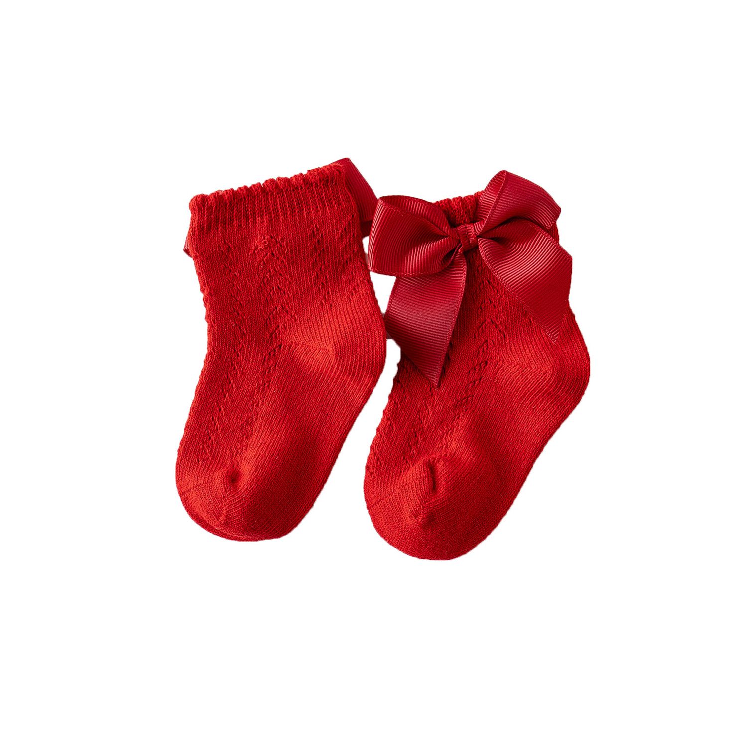 Kids Cotton Socks, Baby Solid Color Bowknot Medium Tube Socks for Spring Autumn, 0-5 Years